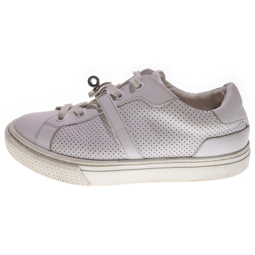 HERMES(エルメス) デイドリーム ケリー バックル レザー レースアップ ローカットシューズ スニーカー シルバー金具 ホワイト レディース