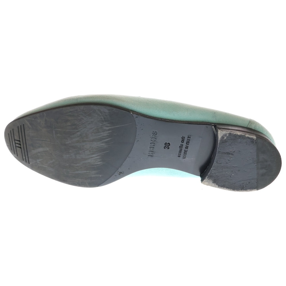 HERMES(エルメス) ロワイヤル Hロゴバックル スエードレザー モカシン ローカットシューズ ローファー ライトブルー レディース