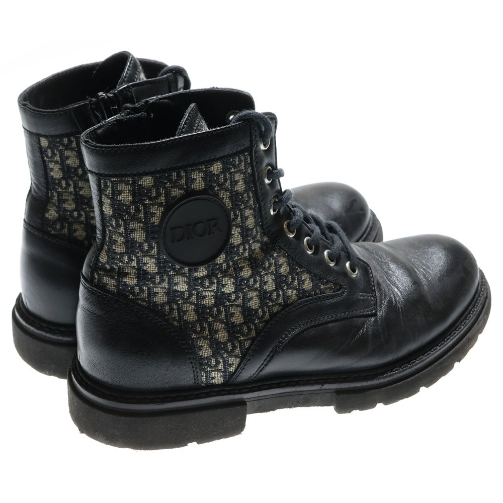 DIOR(ディオール) Explorer エクスプローラー ラバーワッペンロゴ オブリーク柄ジャガード キャンバス レザー レースアップ ショートブーツ シューズ レディース 2WBS21SHOD Y38I