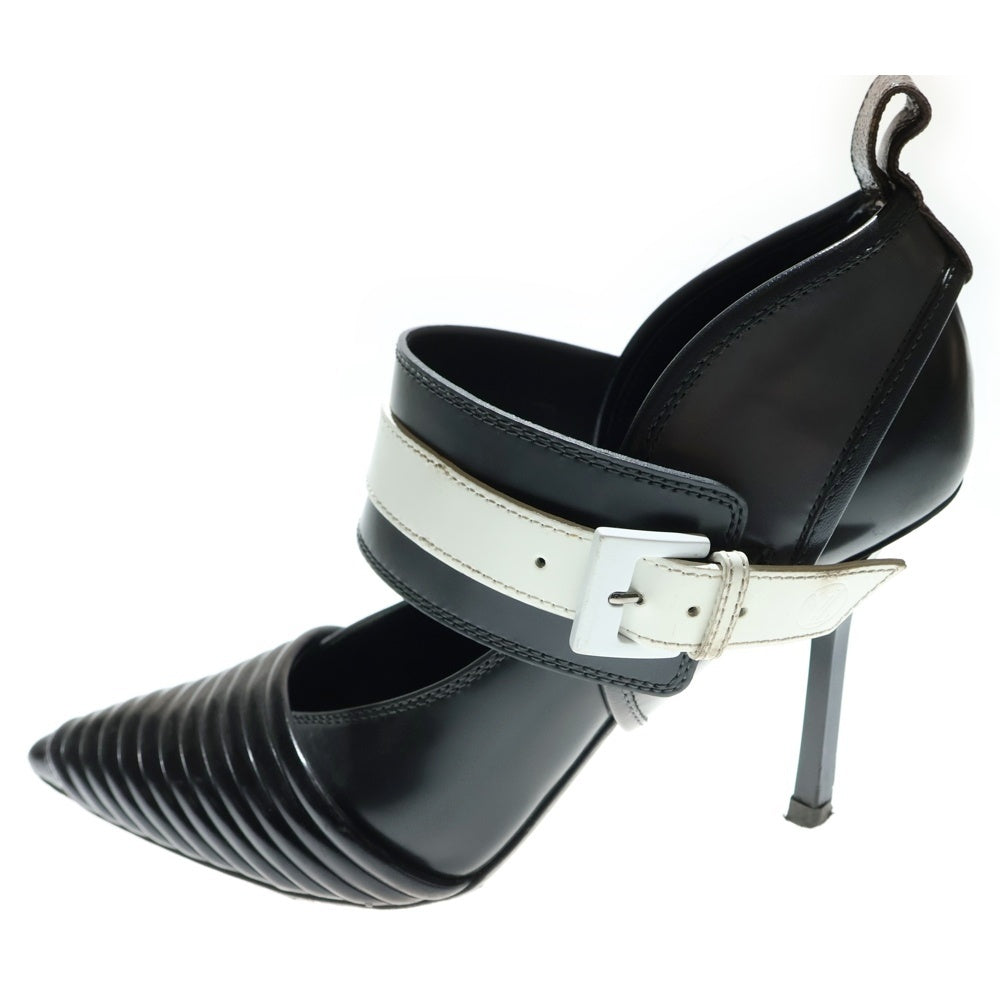 LOUIS VUITTON(ルイヴィトン) モノグラム ベルトデザイン レザー ポインテッドトゥ ヒール パンプス シューズ ブラック レディース