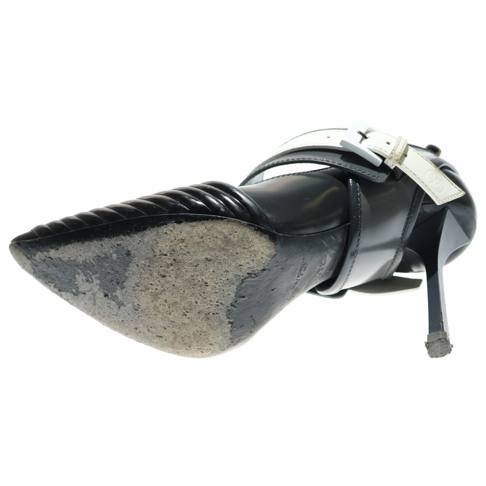 LOUIS VUITTON(ルイヴィトン) モノグラム ベルトデザイン レザー ポインテッドトゥ ヒール パンプス シューズ ブラック レディース