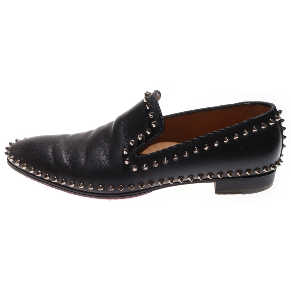 CHRISTIAN LOUBOUTIN(クリスチャンルブタン) スパイクスタッズ レザー フラット ローカットシューズ ブラック