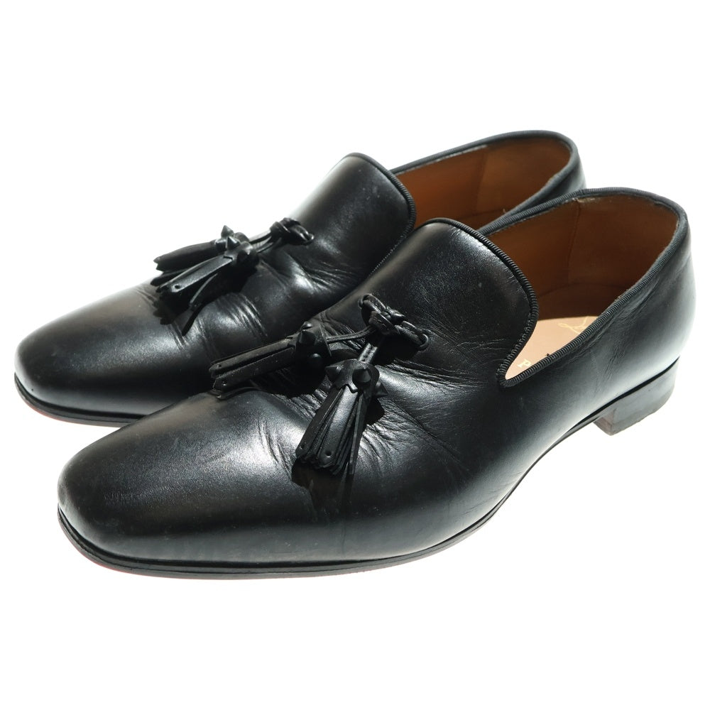 CHRISTIAN LOUBOUTIN(クリスチャンルブタン) スパイクスタッズ タッセル レザー ローカットシューズ ローファー ブラック