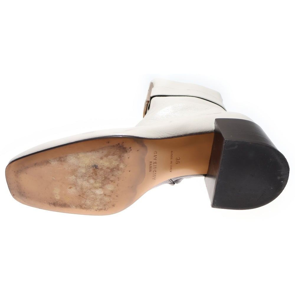 GIVENCHY(ジバンシィ) 4Gロゴプレート ツートン バイカラー モノクローム レザー ヒール サイドジップ ショートブーツ シューズ ブラック/ホワイト レディース