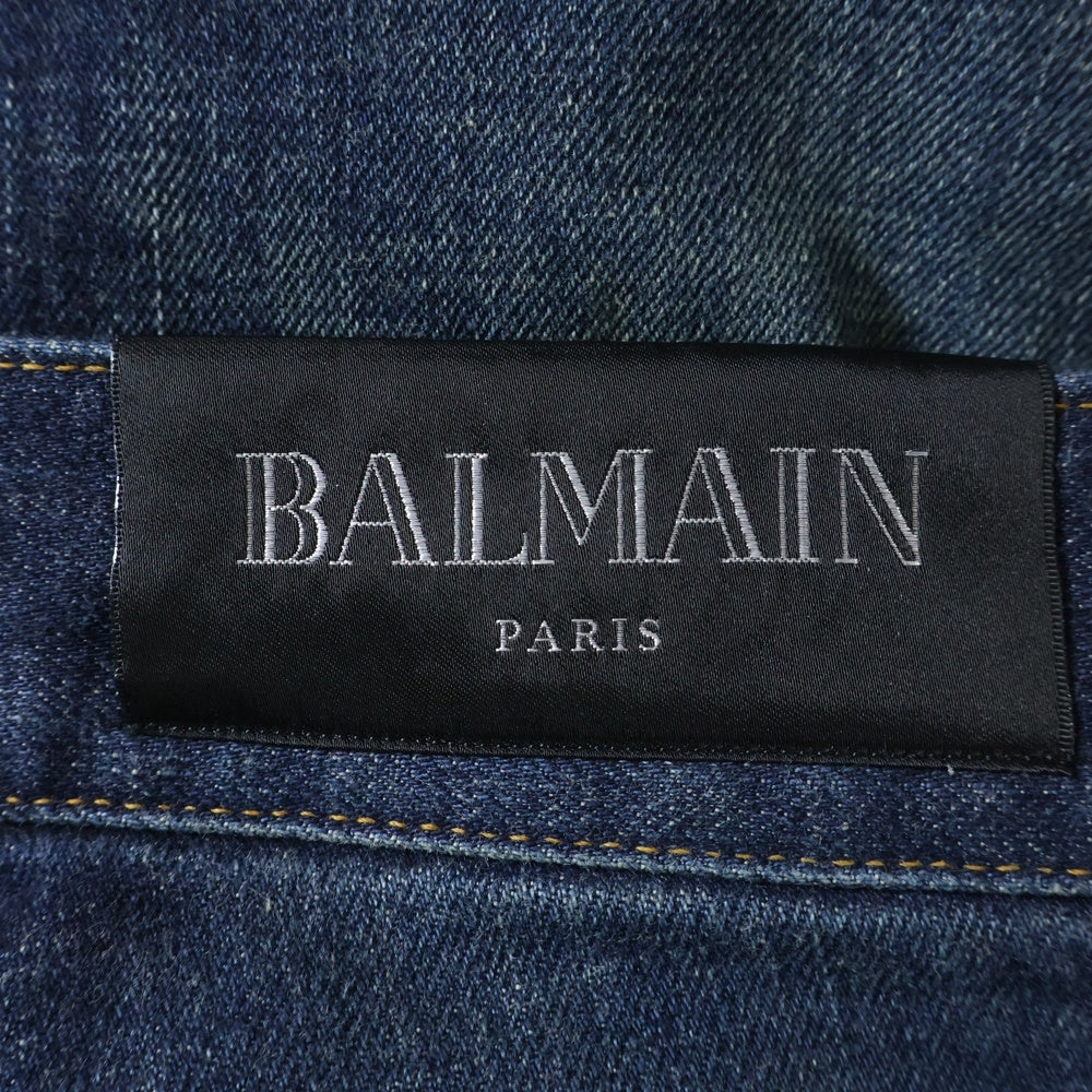 BALMAIN(バルマン) ユーズド加工 テーパード デニムパンツ ジーンズ インディゴ RH15291D008