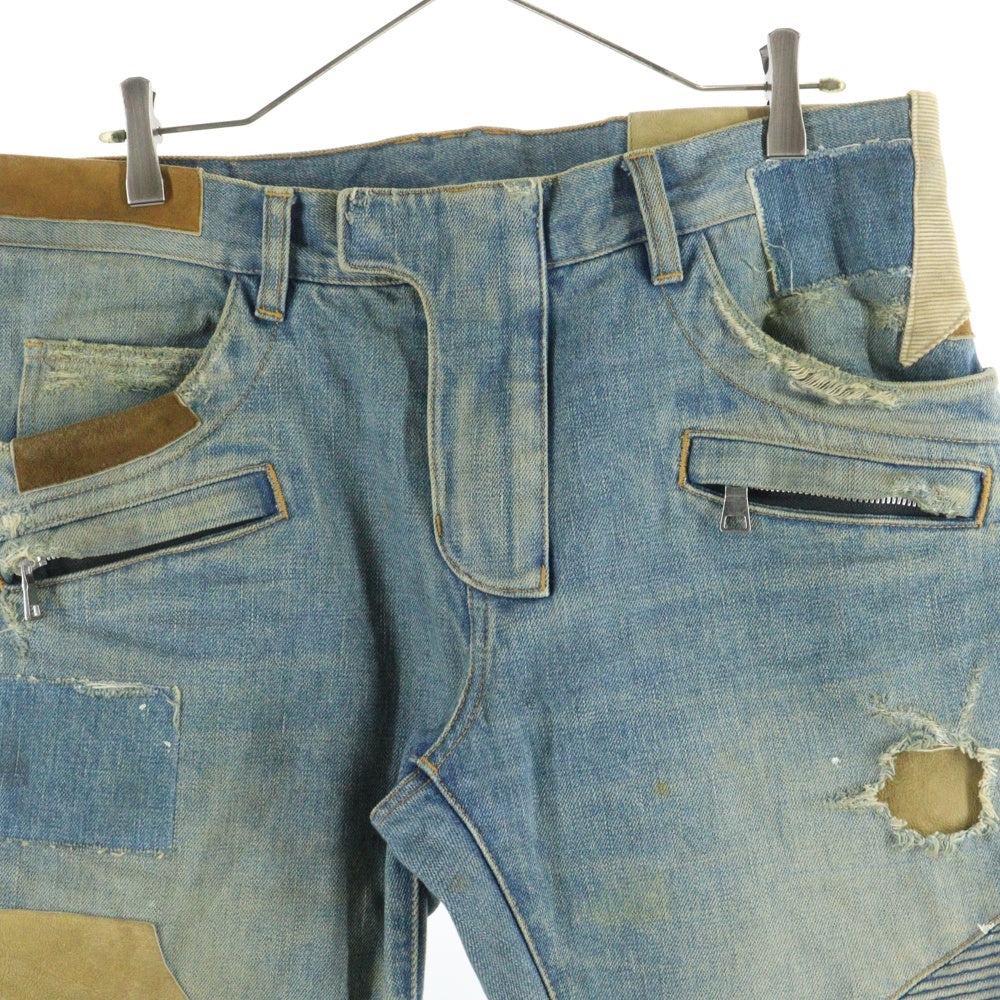 BALMAIN(バルマン) 15SS シープスキン レザーパッチ クラッシュ加工