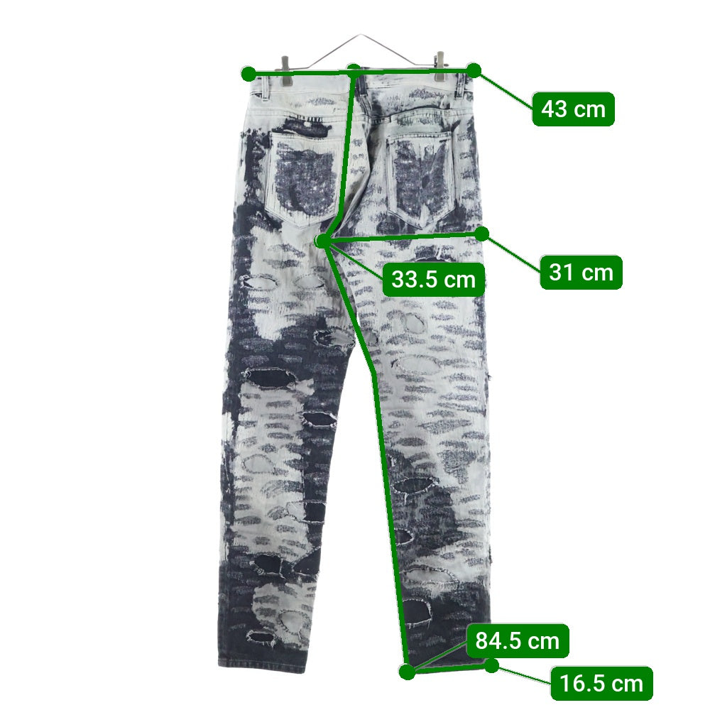 GIVENCHY(ジバンシィ) 22AW デストロイ加工 テーパード デニムパンツ ホワイト/ブラック BM50ST5Y33