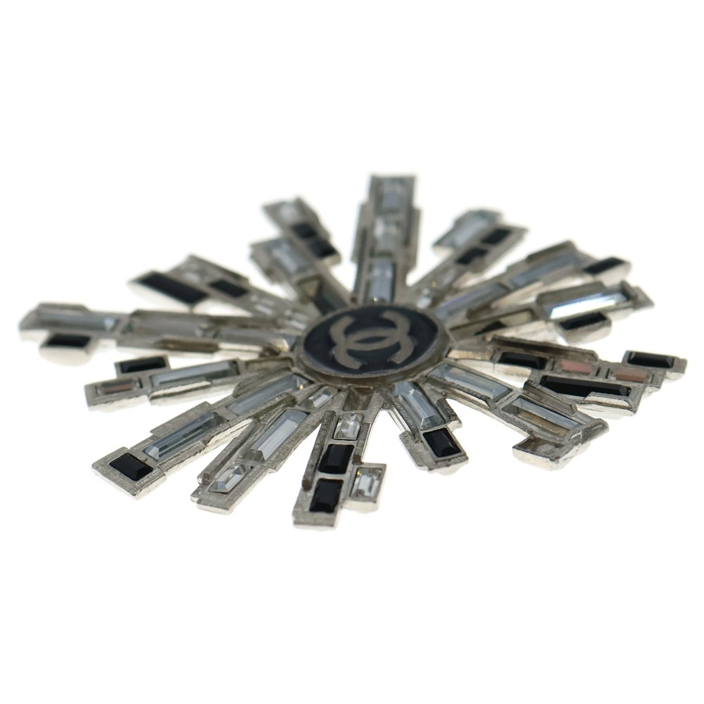 CHANEL(シャネル) ココマーク ラインストーン ブローチ ピンバッジ シルバー×ブラック レディース