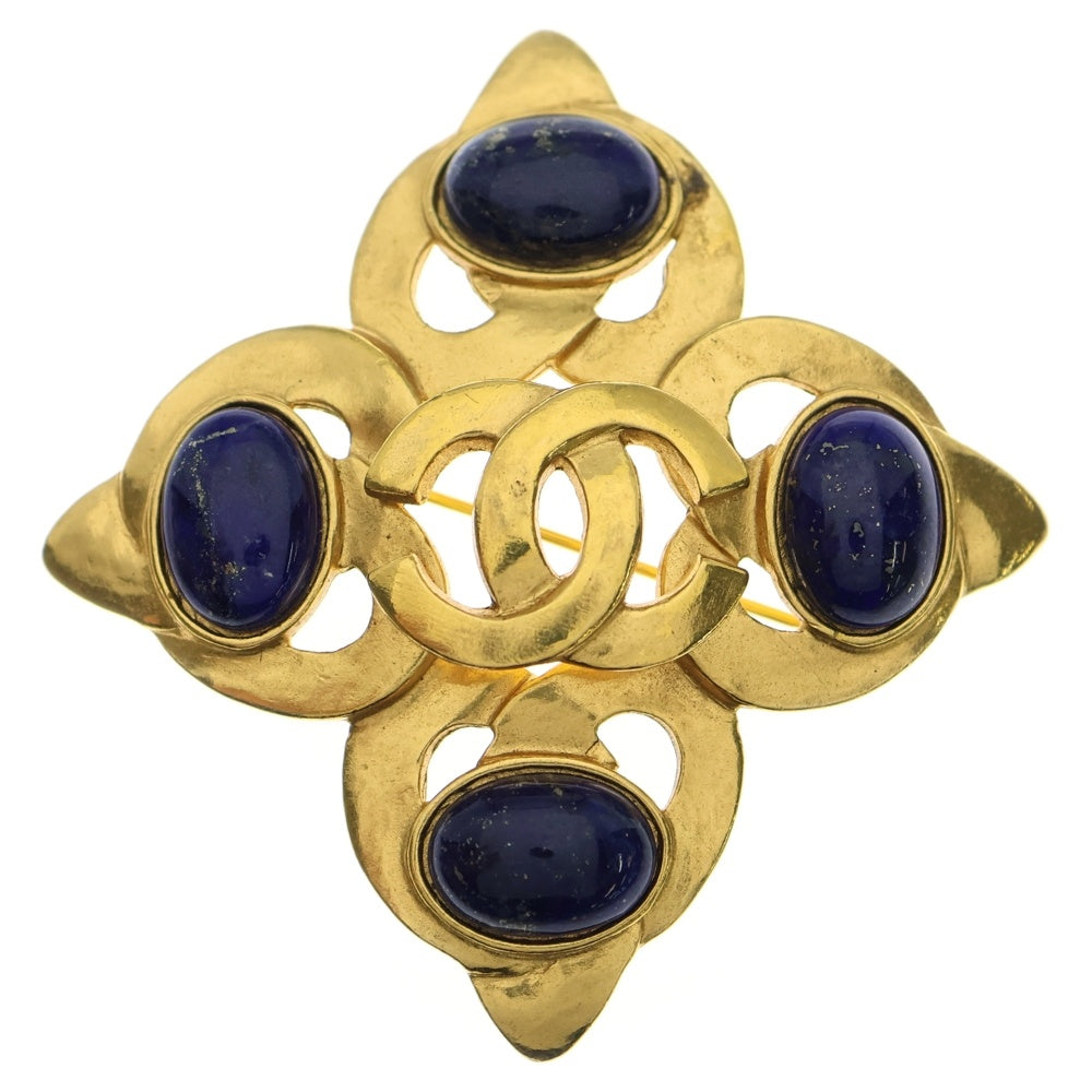 CHANEL(シャネル) ココマーク ラピスラズリ ストーン ブローチ ピンバッジ ゴールド×ブルー GP