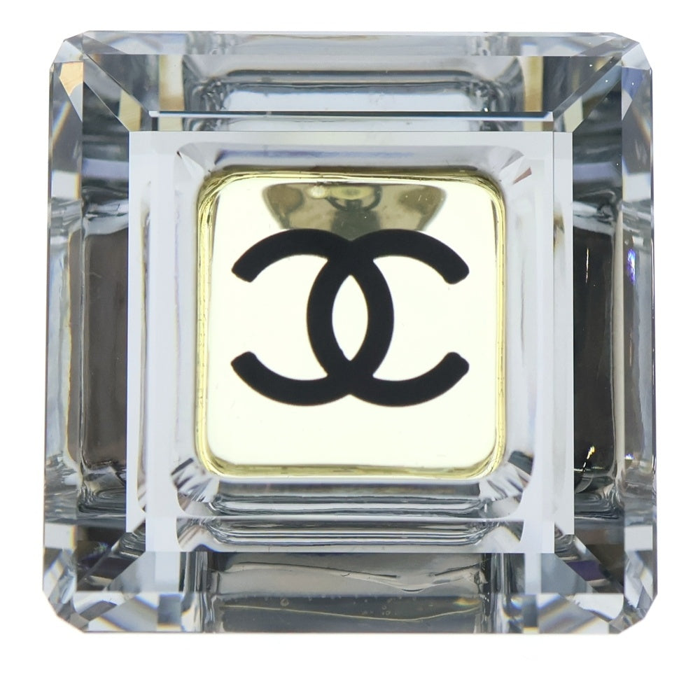 CHANEL(シャネル) ココマーク スクエアピンブローチ ピンバッジ ブラック×クリスタル シルバー金具 レディース