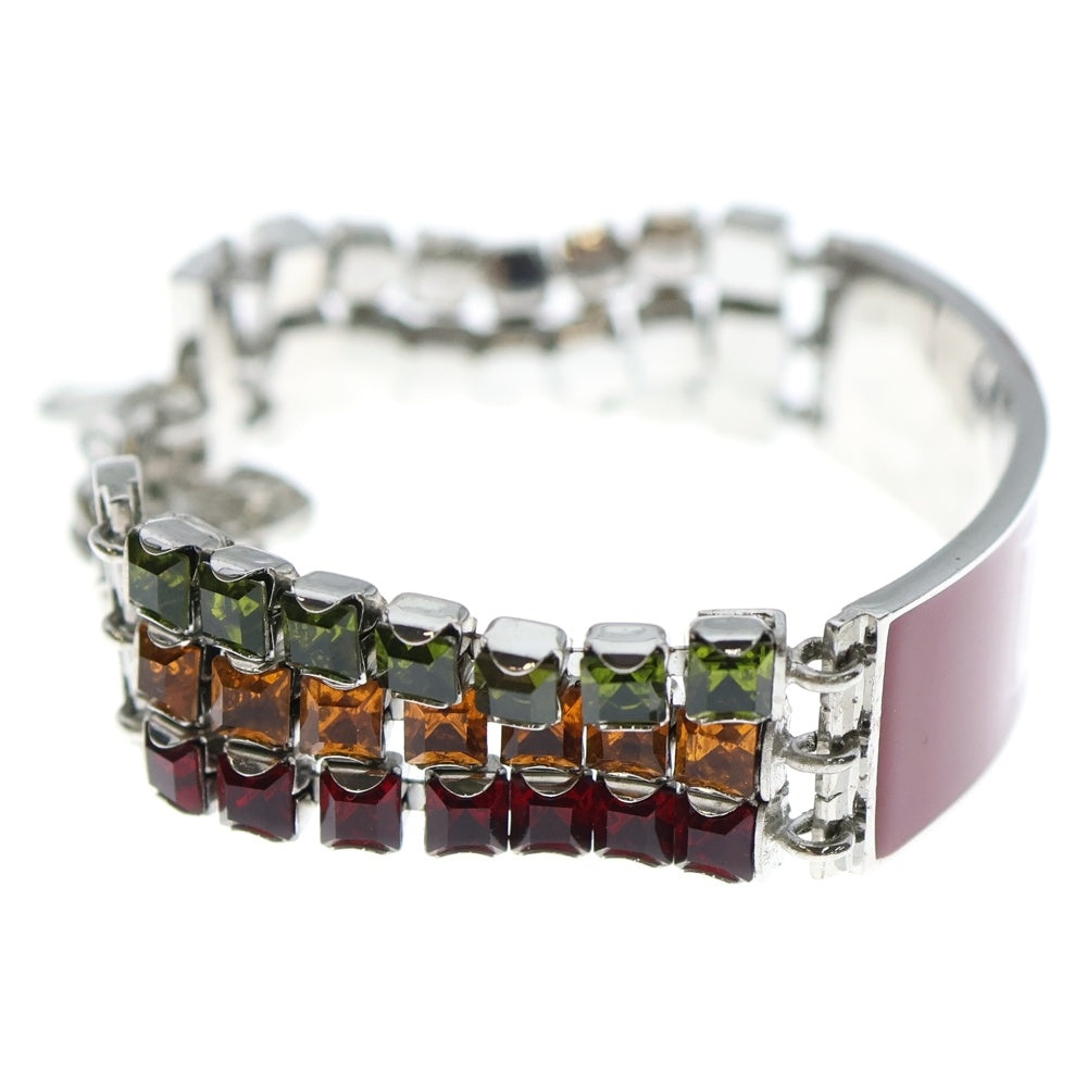 DIOR(ディオール) ロゴプレート ラインストーン ブレスレット レッド