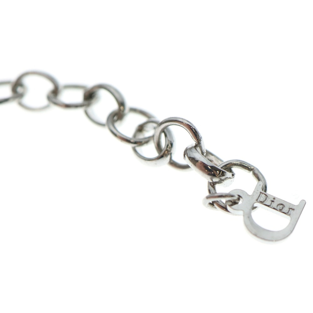 DIOR(ディオール) ロゴプレート ラインストーン ブレスレット レッド×グリーン×オレンジ マルチカラー シルバー金具 レディース
