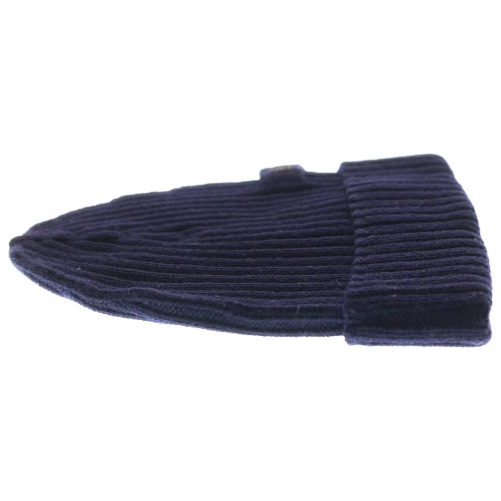 PRADA(プラダ) サイドロゴ ウール ビーニーニットキャップ ニット帽 ネイビー UMD188 R132 35C