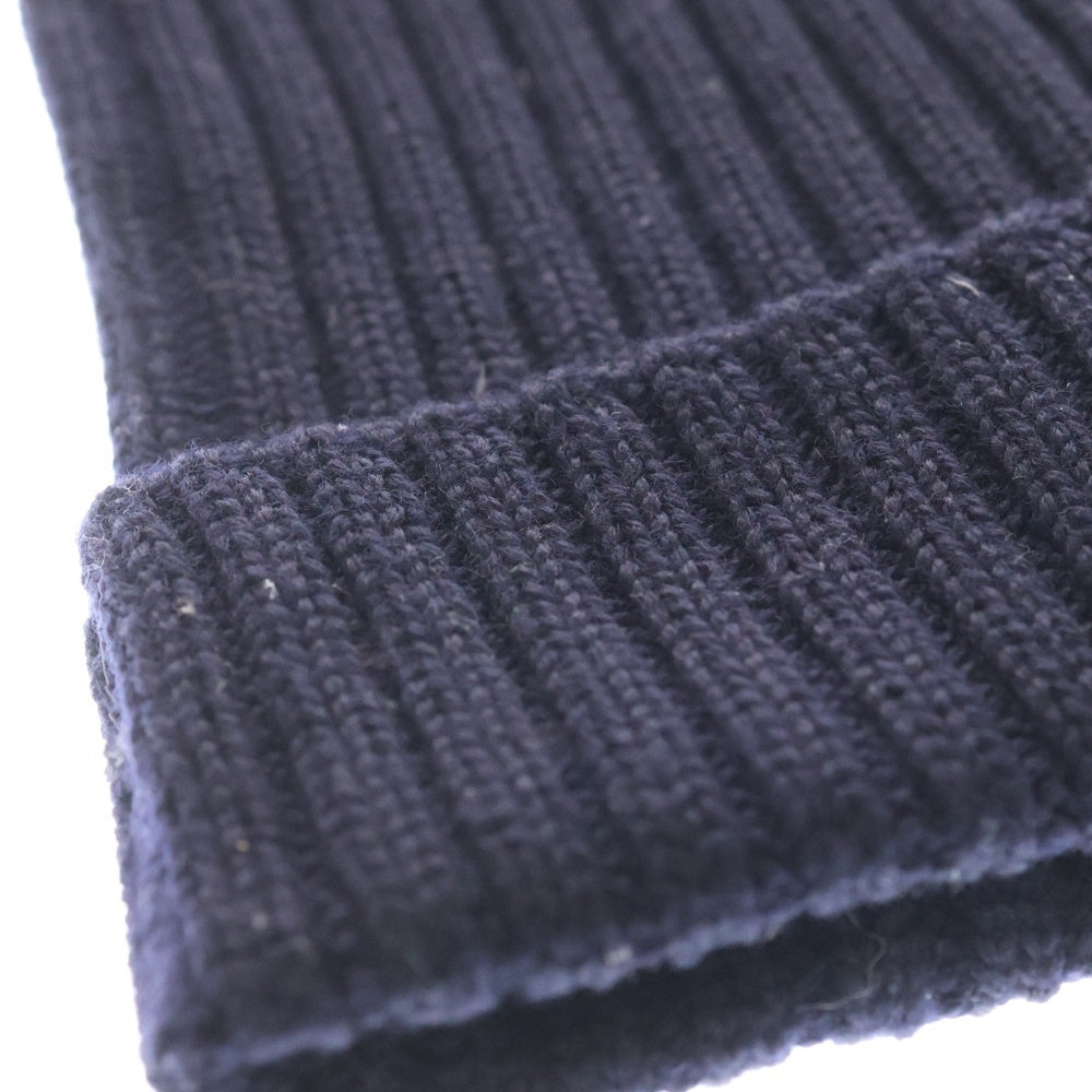 PRADA(プラダ) サイドロゴ ウール ビーニーニットキャップ ニット帽 ネイビー UMD188 R132 35C