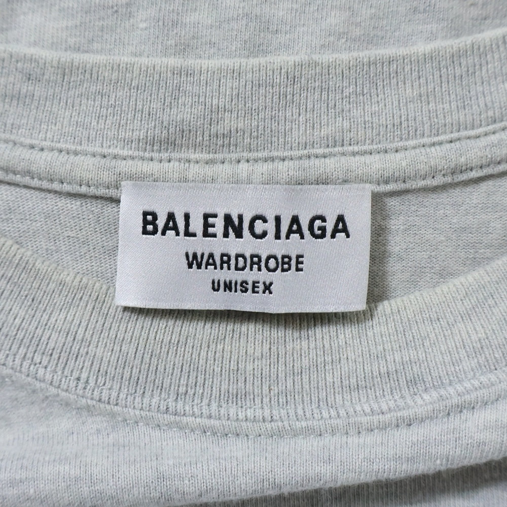 BALENCIAGA(バレンシアガ) バックロゴプリント クルーネック 半袖Tシャツ カットソー グレー 612965