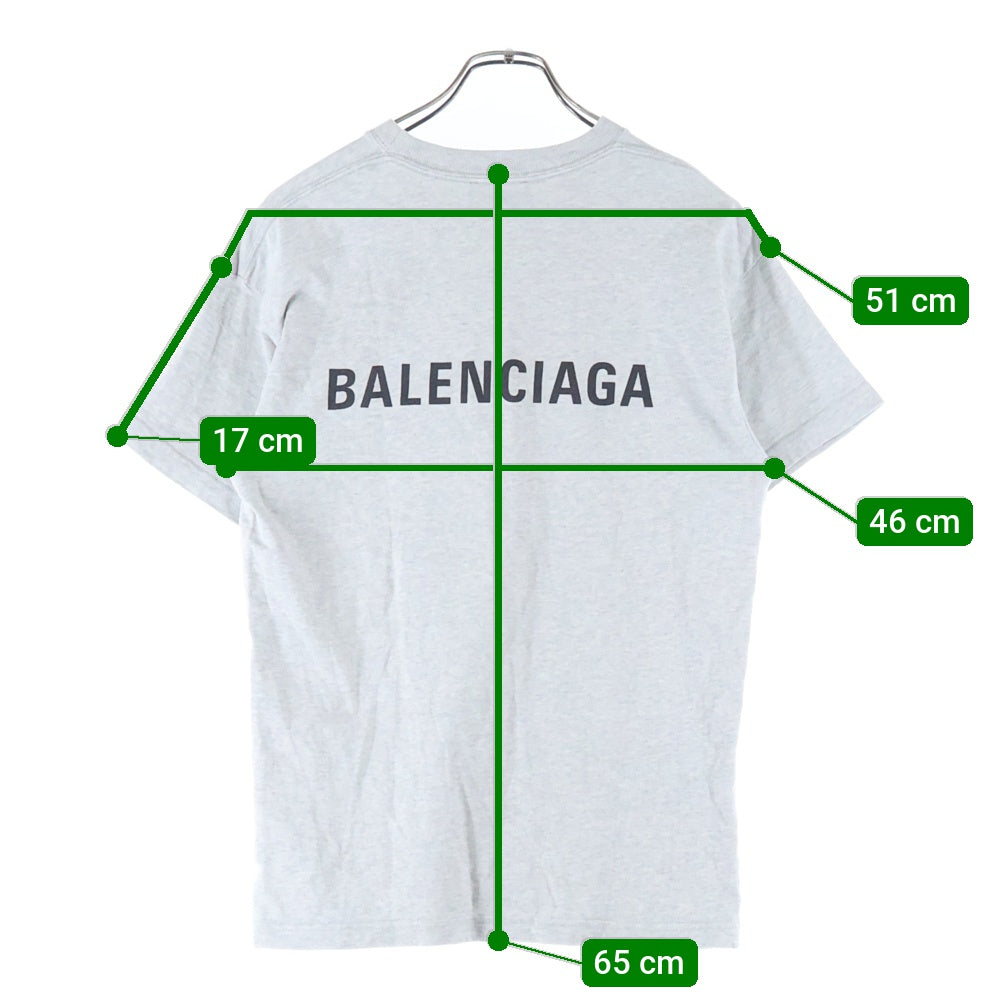 BALENCIAGA(バレンシアガ) バックロゴプリント クルーネック 半袖Tシャツ カットソー グレー 612965