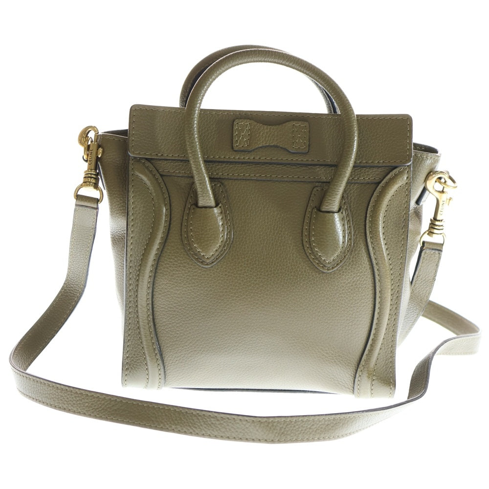 み*み様 CELINE ラゲージ ナノ カーキ CELINE(セリーヌ) ラゲージ ナノ カーキ レザー 2wayハンドバッグ