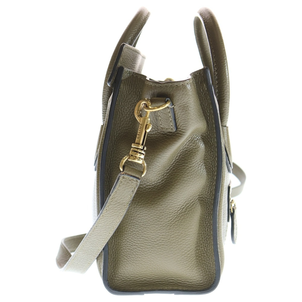 CELINE(セリーヌ) ラゲージ ナノ カーキ レザー 2wayハンドバッグ