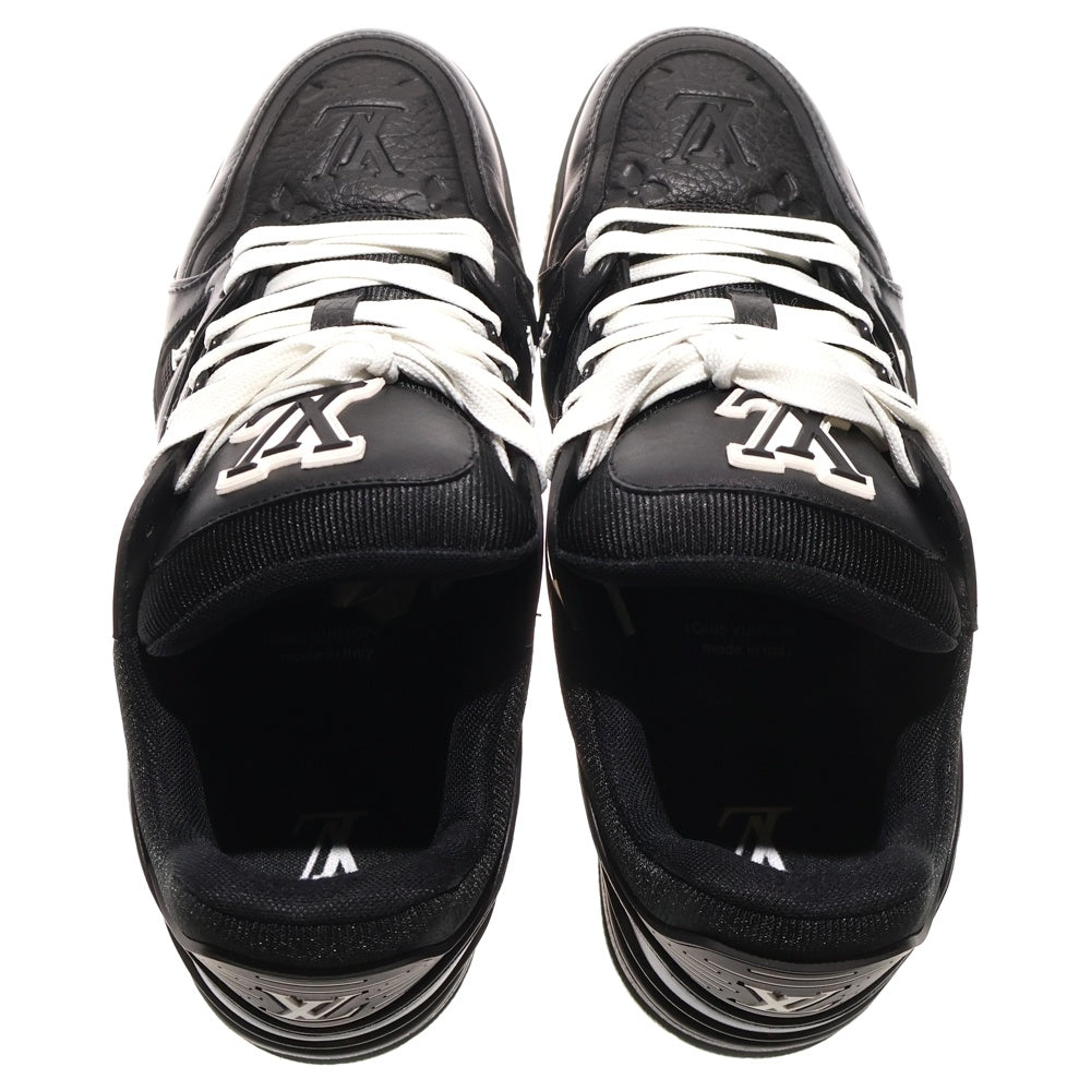 LOUIS VUITTON(ルイヴィトン) LVトレイナー ライン ラバーロゴ モノグラム アンプラント レザー レースアップ ローカットシューズ スニーカー ブラック 1AAREV