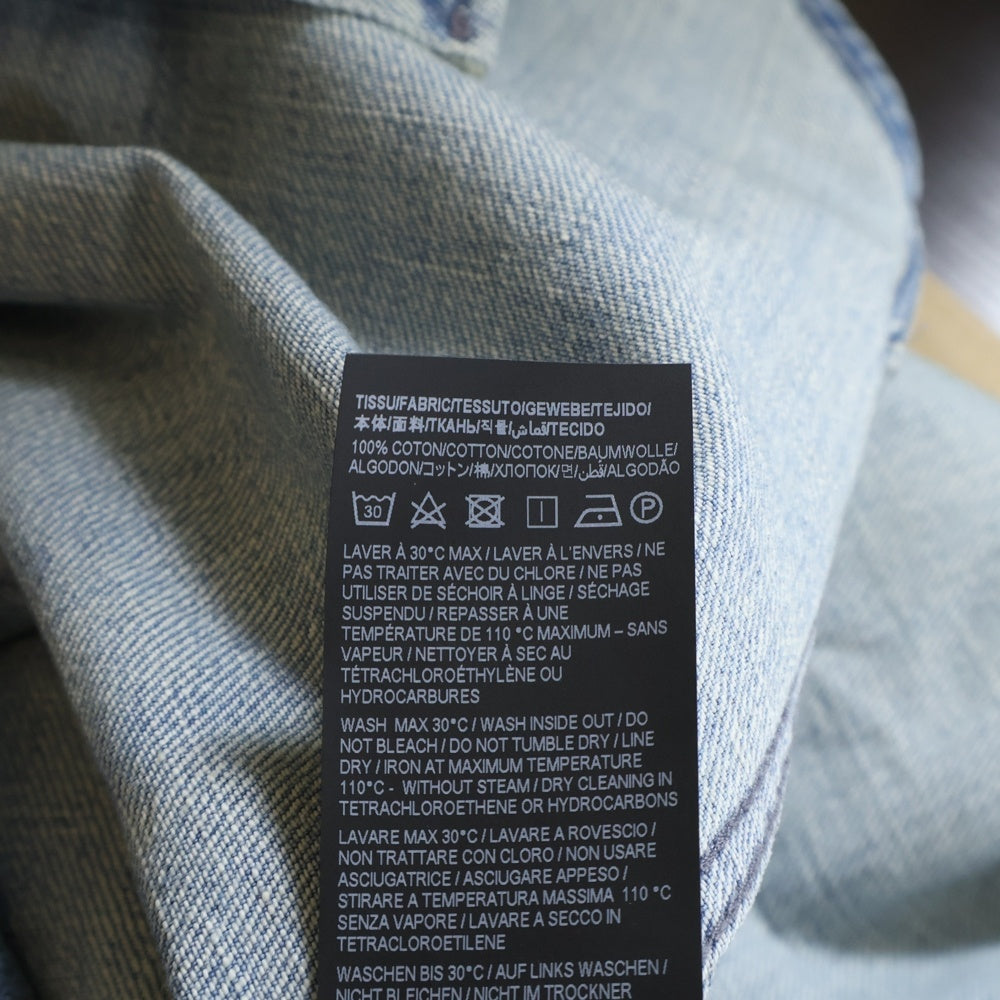 SAINT LAURENT PARIS(サンローランパリ) ウォッシュ加工 オーバーサイズ スナップボタン デニムシャツ インディゴ 604792