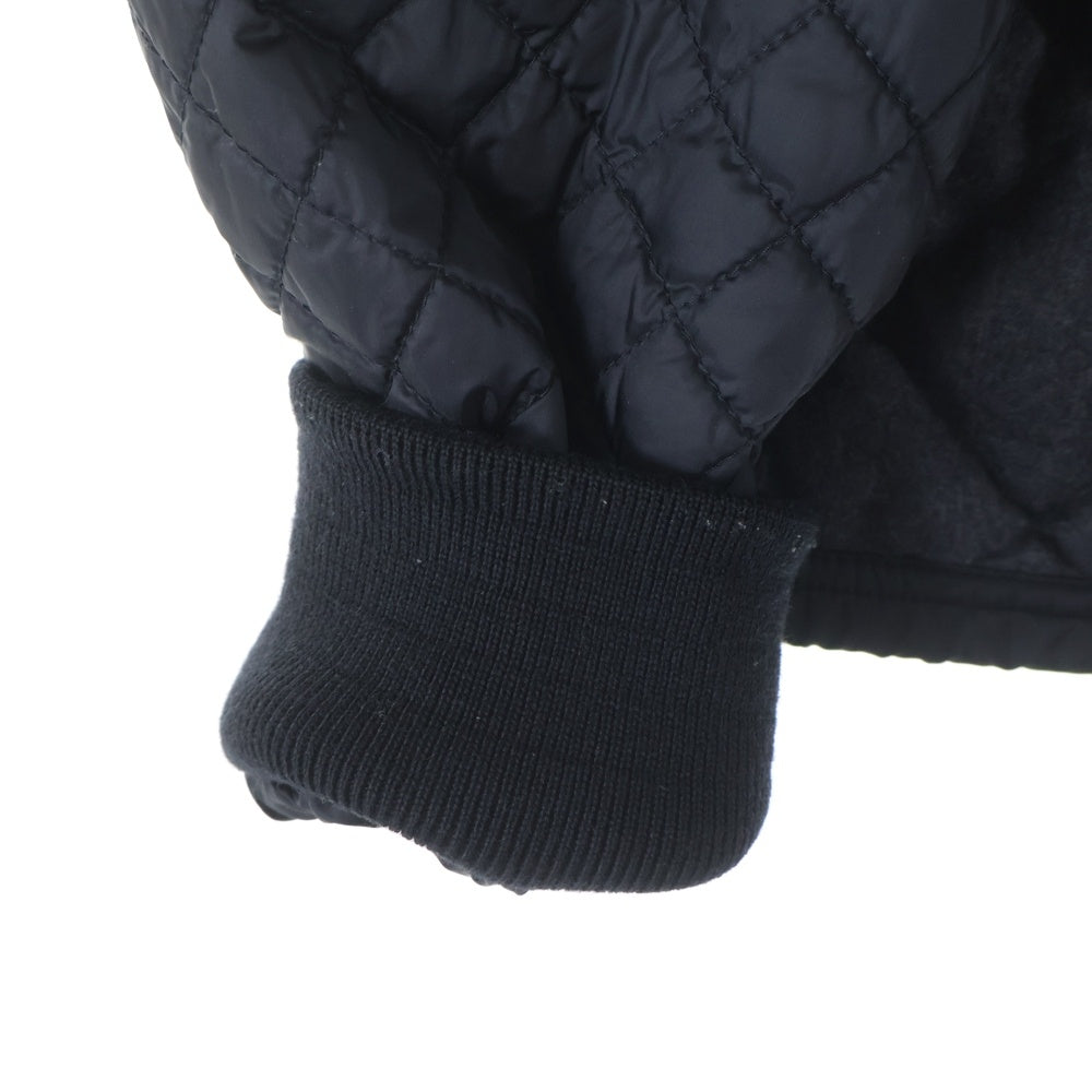 MONCLER(モンクレール) 15AW GIMBERT ギンベール ワッペンロゴ キルティング ウール切り替え フーデッド ジップアップ ダウンジャケット ブラック/グレー A20914136585 53329 レディース
