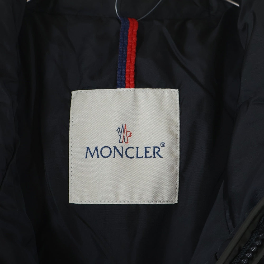 MONCLER(モンクレール) 15AW GIMBERT ギンベール ワッペンロゴ キルティング ウール切り替え フーデッド ジップアップ ダウンジャケット ブラック/グレー A20914136585 53329 レディース
