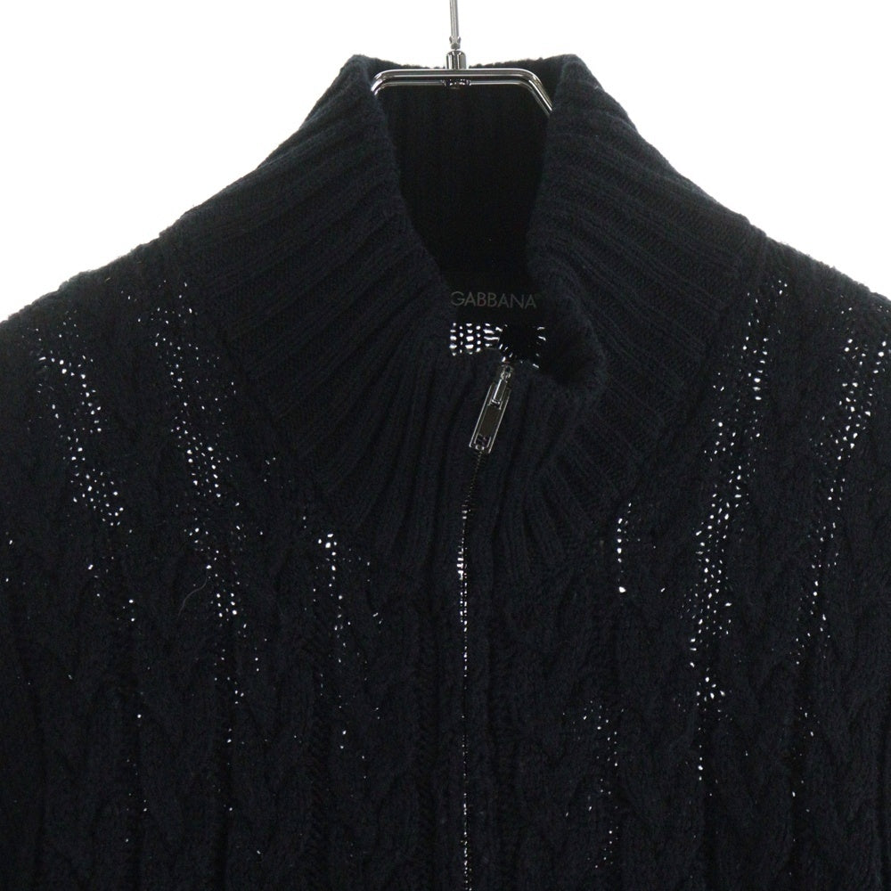 DOLCE & GABBANA(ドルチェアンドガッバーナ) ウール ジップアップ ニット カーディガン ジャケット ブラック GCC22K/F15E6 レディース