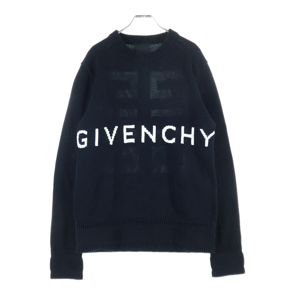 GIVENCHY(ジバンシィ) 4G ロゴジャガード クルーネック プルオーバー コットン 長袖ニット セーター ブラック BM90G9401M