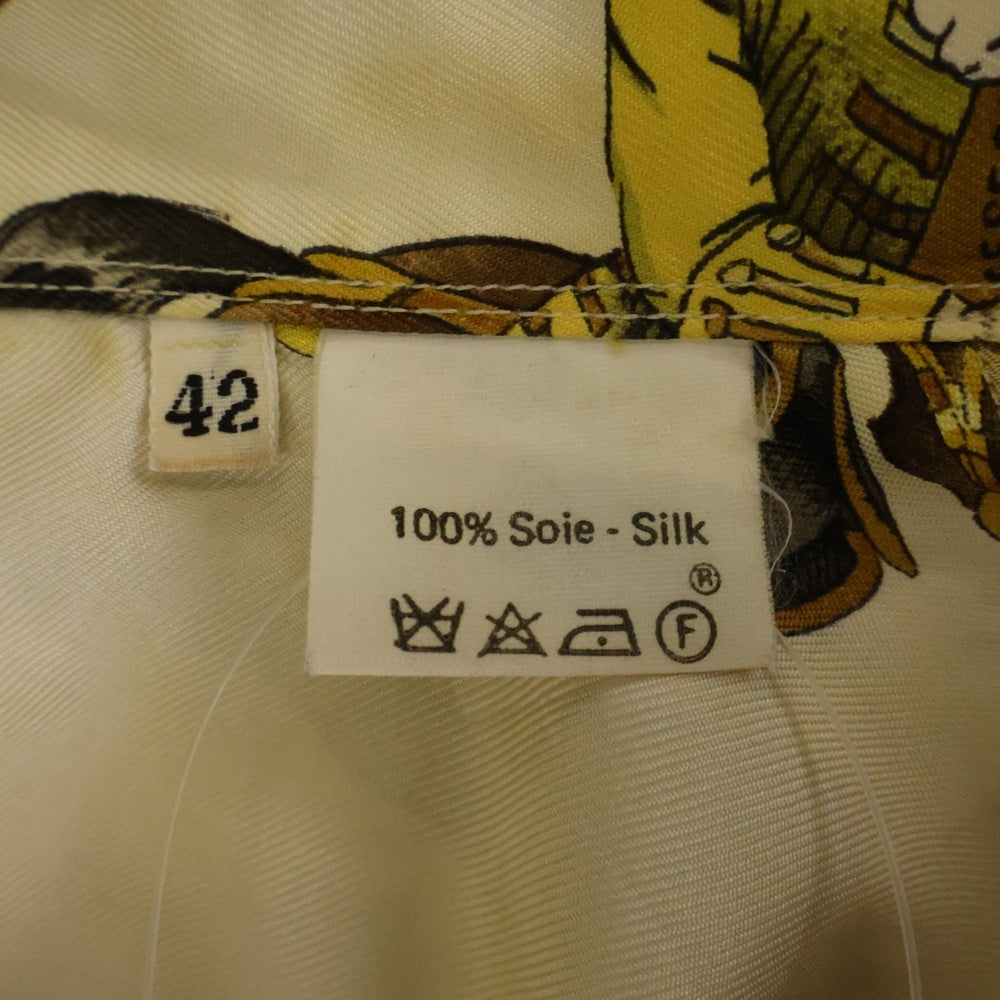 HERMES(エルメス) REPRISE 総柄 シルク 長袖シャツ ベージュ/イエロー