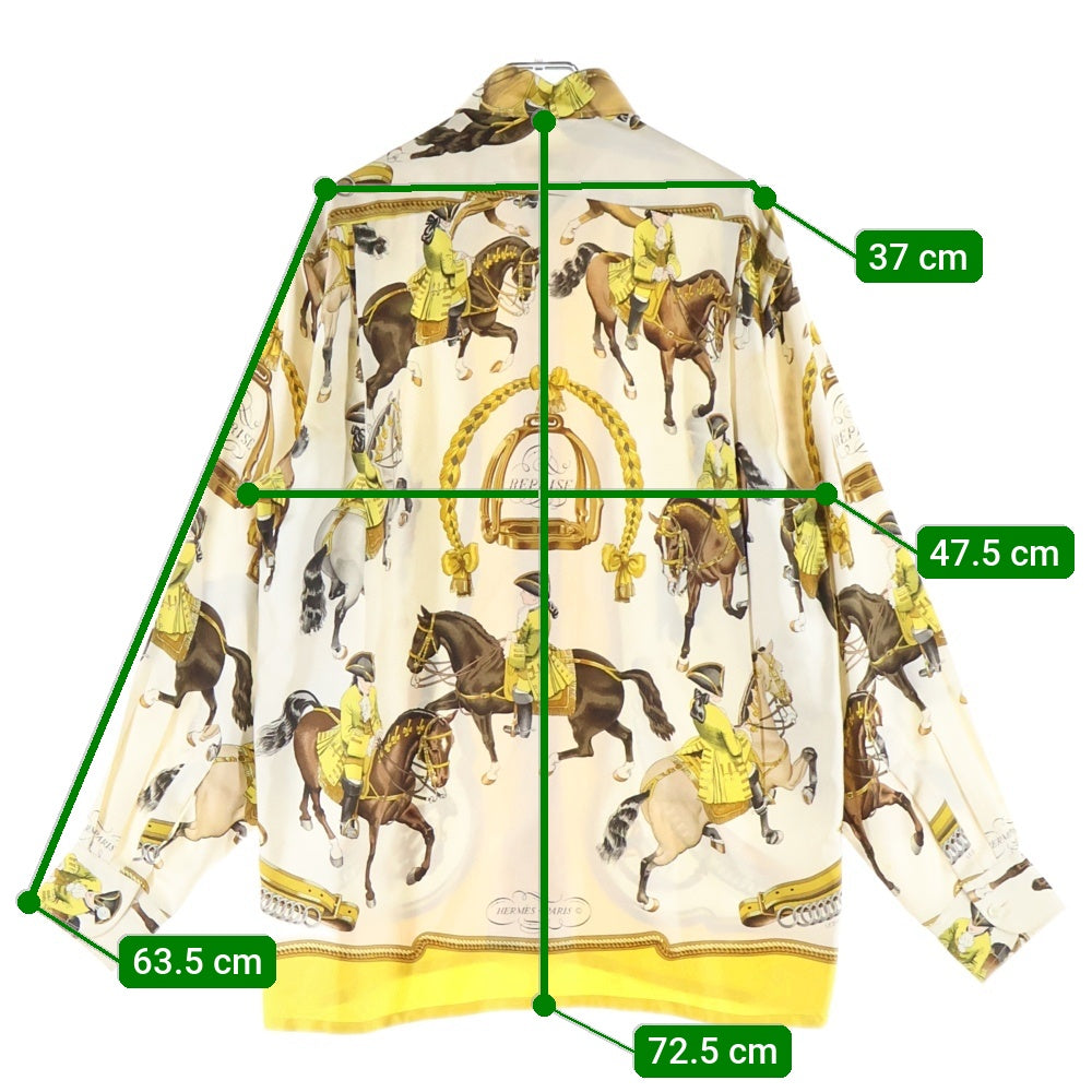 HERMES(エルメス) REPRISE 総柄 シルク 長袖シャツ ベージュ/イエロー