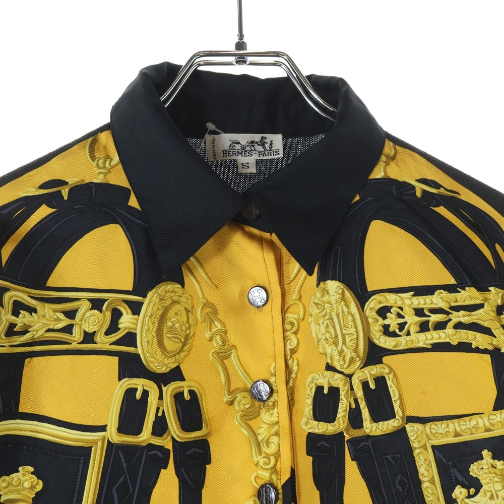 美品 HERMES シルク シャツ 長袖 総柄 BRIDES de GALA 美品 HERMES シルク シャツ 長袖 総柄 BRIDES de GALA 美品 HERMES