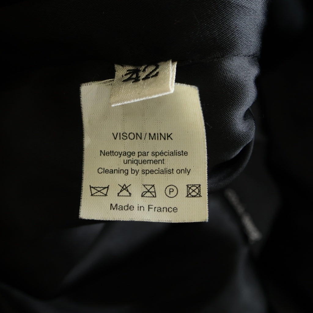 LANVIN(ランバン) ミンクファー ベロア ビジューボタン チェスターコート ブラウン レディース