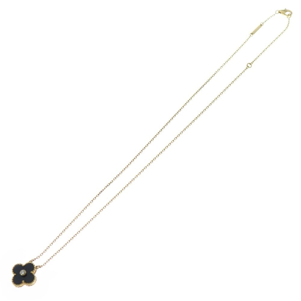 Van Cleef & Arpels(ヴァンクリーフアンドアーペル) ヴィンテージアルハンブラ ホリデー オニキス 1PD ダイヤネックレス Au750 K18 ゴールド