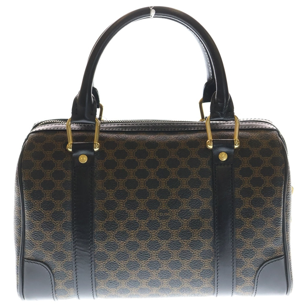CELINE(セリーヌ) ミニボストンバッグ マカダム柄 ブラック×ブラウン レザー レディース