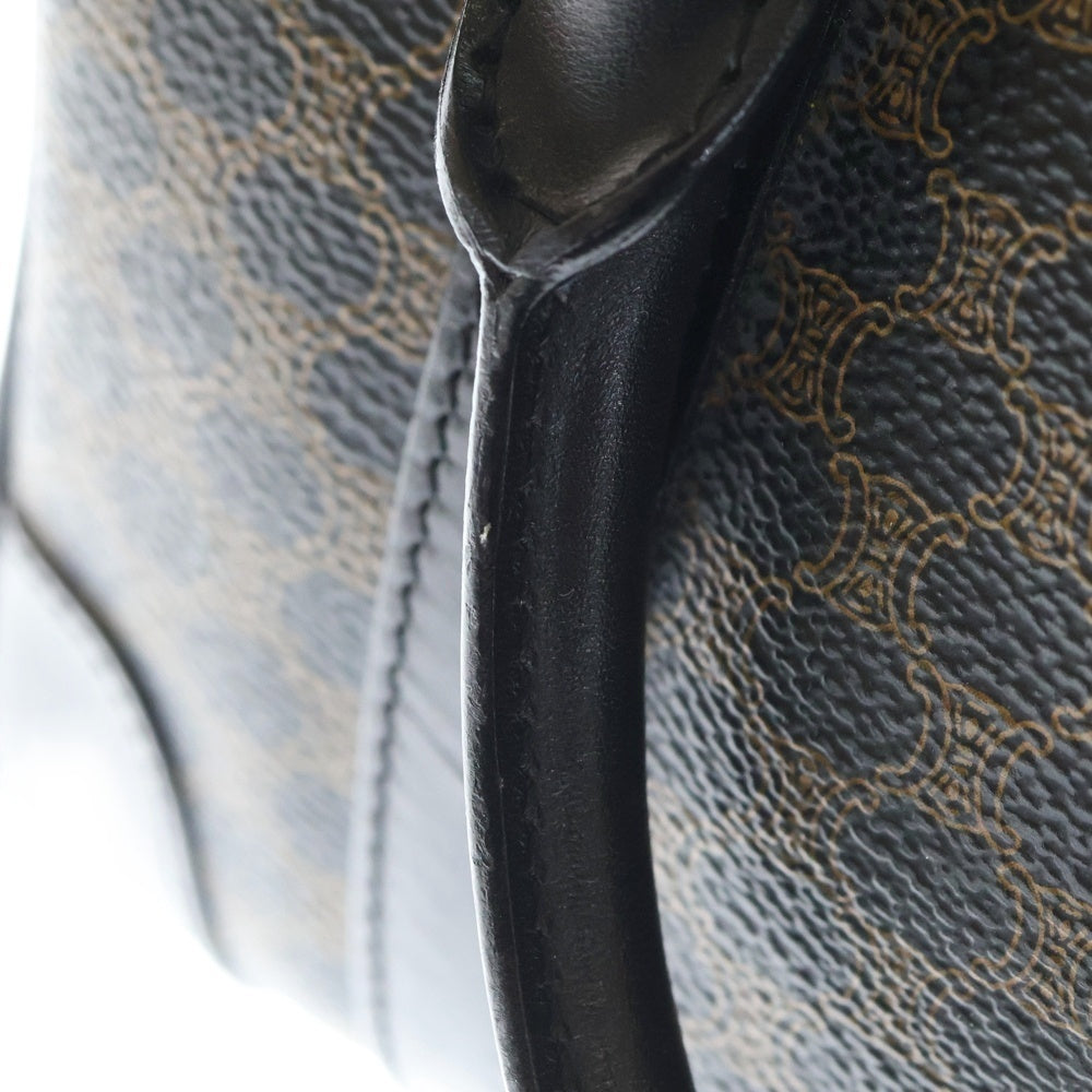 CELINE(セリーヌ) ミニボストンバッグ マカダム柄 ブラック×ブラウン レザー レディース