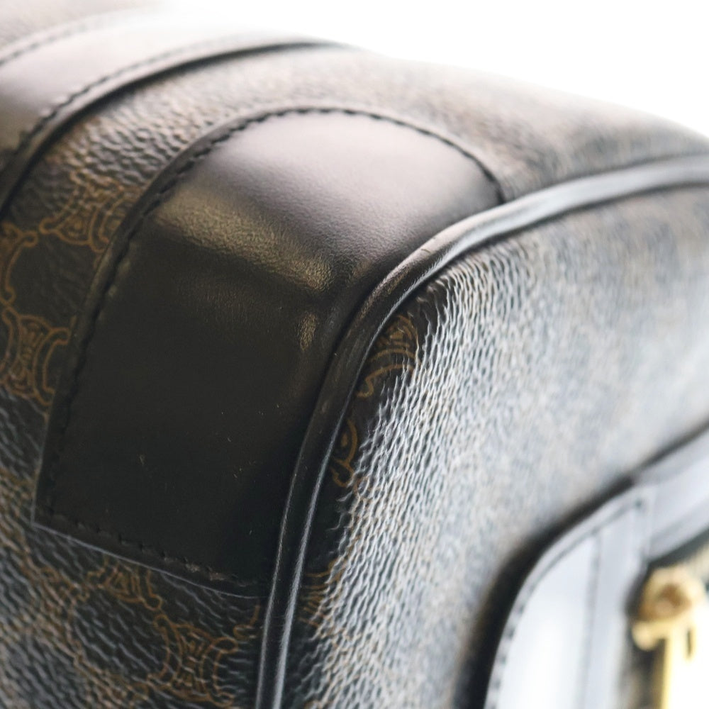 CELINE(セリーヌ) ミニボストンバッグ マカダム柄 ブラック×ブラウン レザー レディース