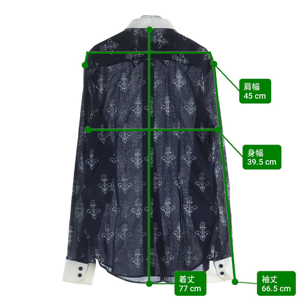 DOLCE & GABBANA(ドルチェアンドガッバーナ) 錨プリント長袖コットンシャツ ネイビー/ホワイト RS0386/TS5A5