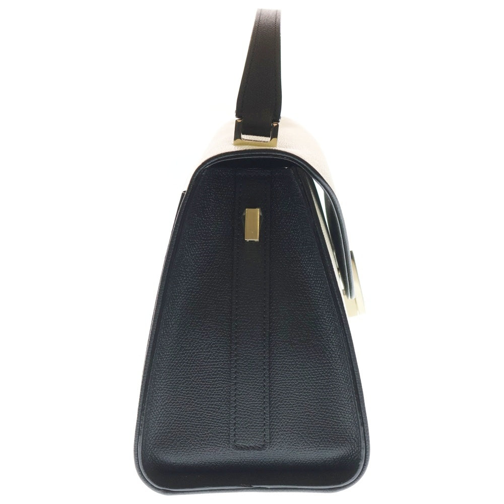 Valextra(ヴァレクストラ) イジィデ ミディアム キアロスクーロ バイカラー レザー 2WAY ハンド ショルダーバッグ ゴールド金具 アイボリー/ブラック レディース