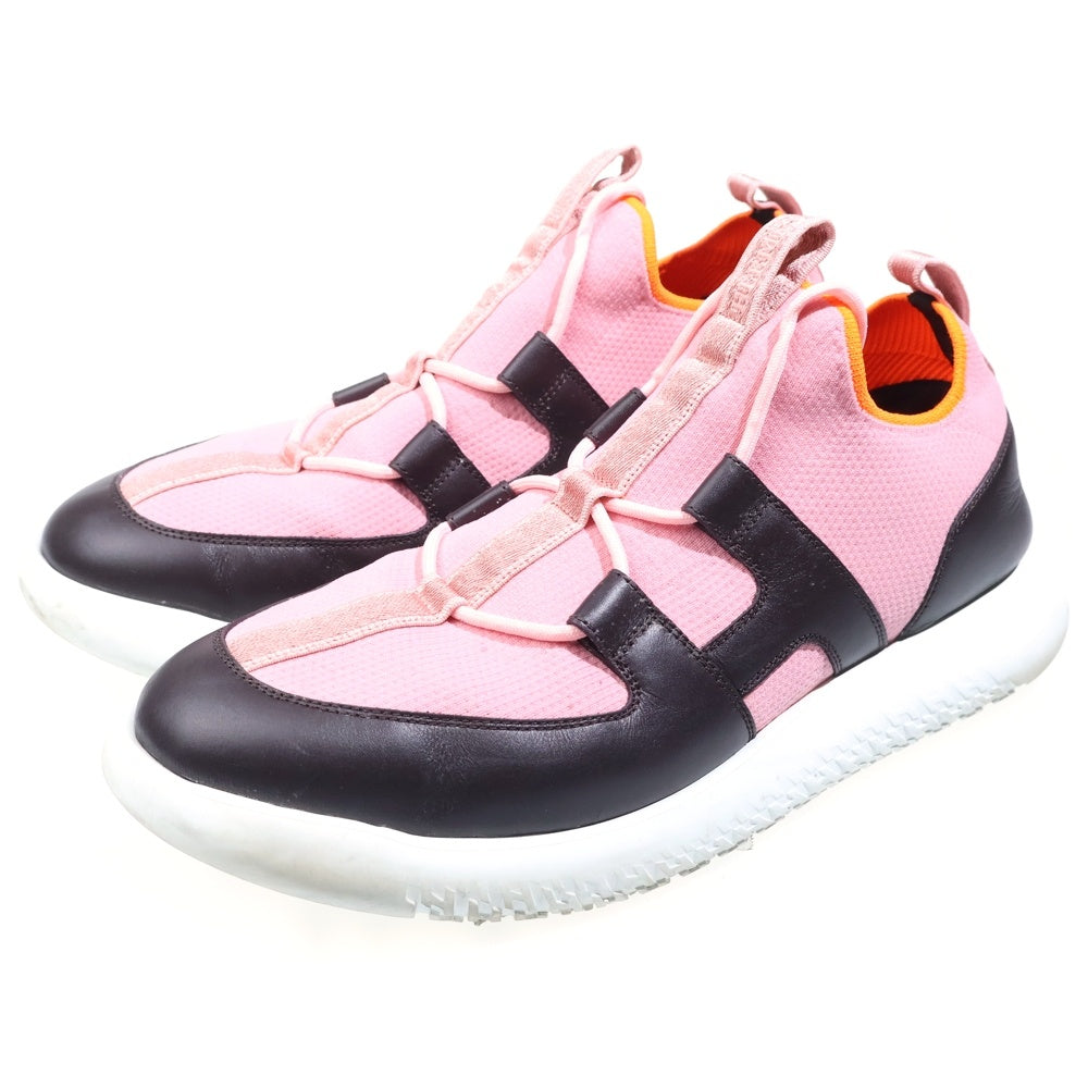 HERMES(エルメス) デュエル レザー切替メッシュローカットスニーカー ピンク/ブラック