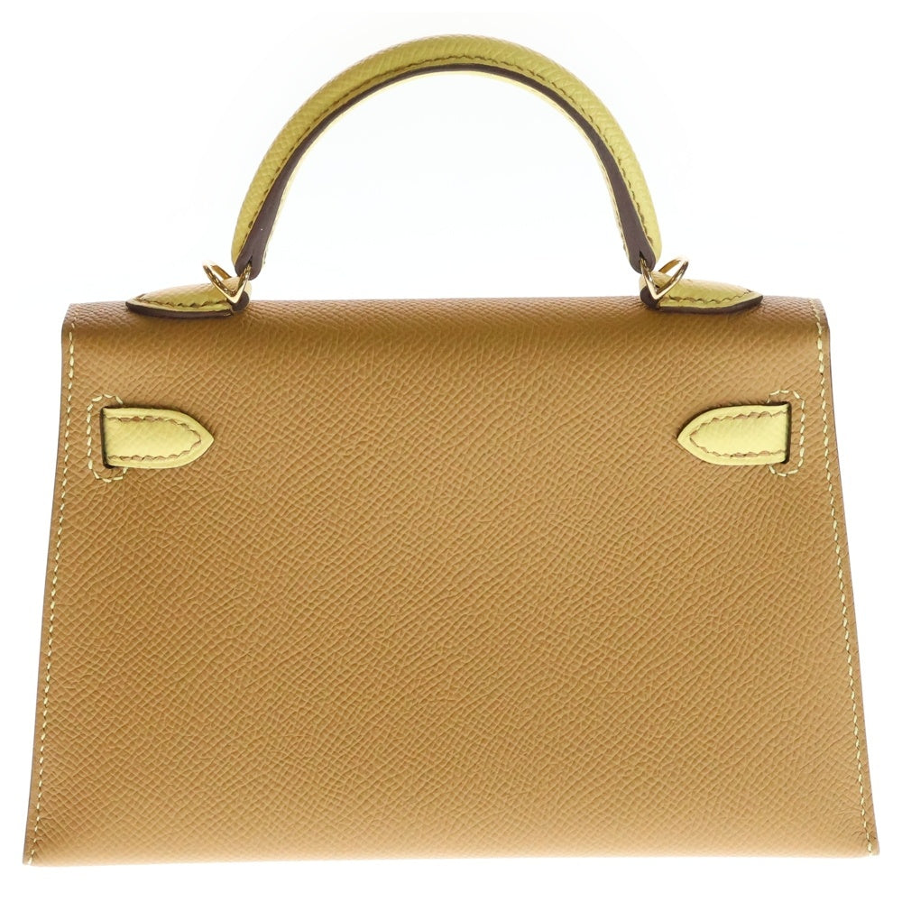 HERMES(エルメス) ミニケリー ヴェルソ 外縫い ドレ リモンチェッロ エプソンレザー 2WAY ハンド ショルダーバッグ ゴールド金具 ベージュ/イエロー W刻印 レディース