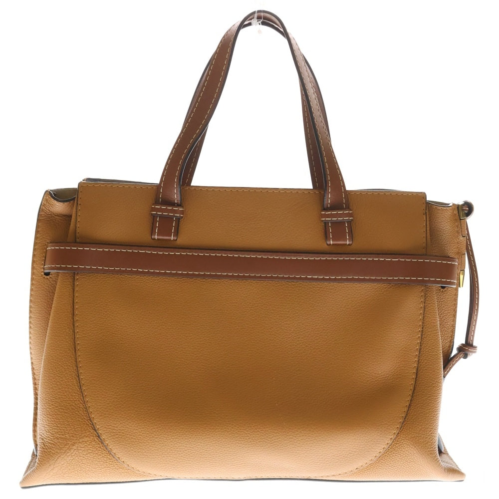LOEWE(ロエベ) ゲート トップハンドル 2WAYハンドバッグ ショルダーバッグ ブラウン×キャメル レザー ゴールド金具 レディース