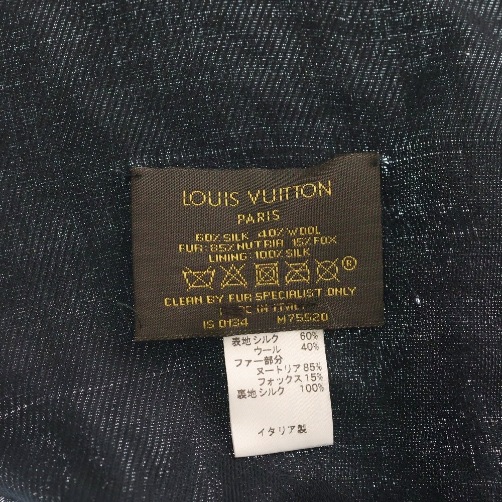LOUIS VUITTON(ルイヴィトン) モノグラム ショール ヌートリアファー ストール ブラック ノワール M75520