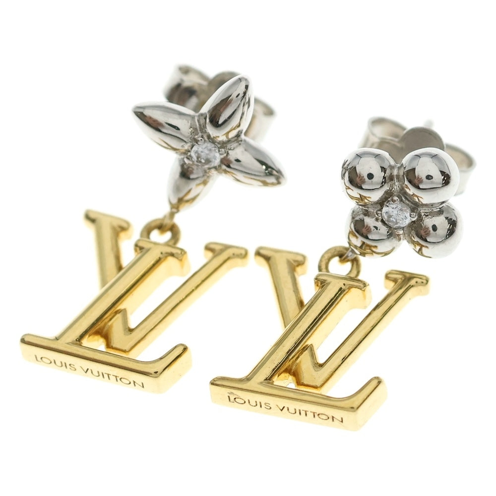 LOUIS VUITTON(ルイヴィトン) ペンダント LV アイコニック フラワー ピアス シルバー×ゴールド M01287 レディース