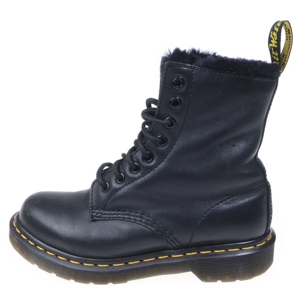 Dr.Martens(ドクターマーチン) 8ホール ファーライニング レザーレースアップブーツ ブラック レディース