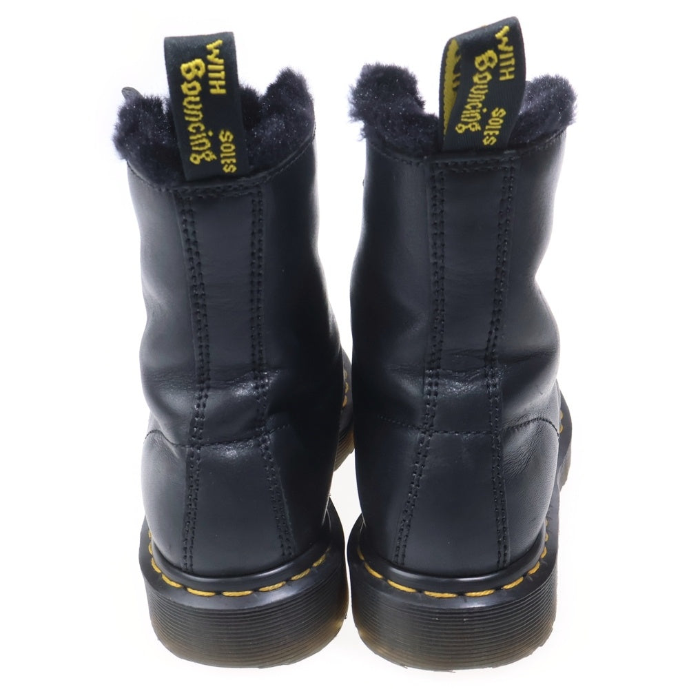 Dr.Martens(ドクターマーチン) 8ホール ファーライニング レザーレースアップブーツ ブラック レディース