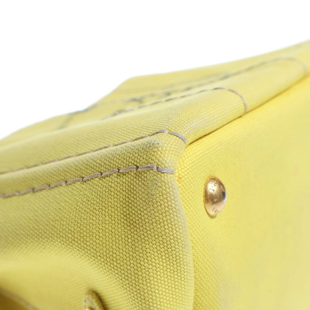 PRADA(プラダ) カナパ ハンドバッグ トートバッグ イエロー キャンバス B2439G ゴールド金具 レディース