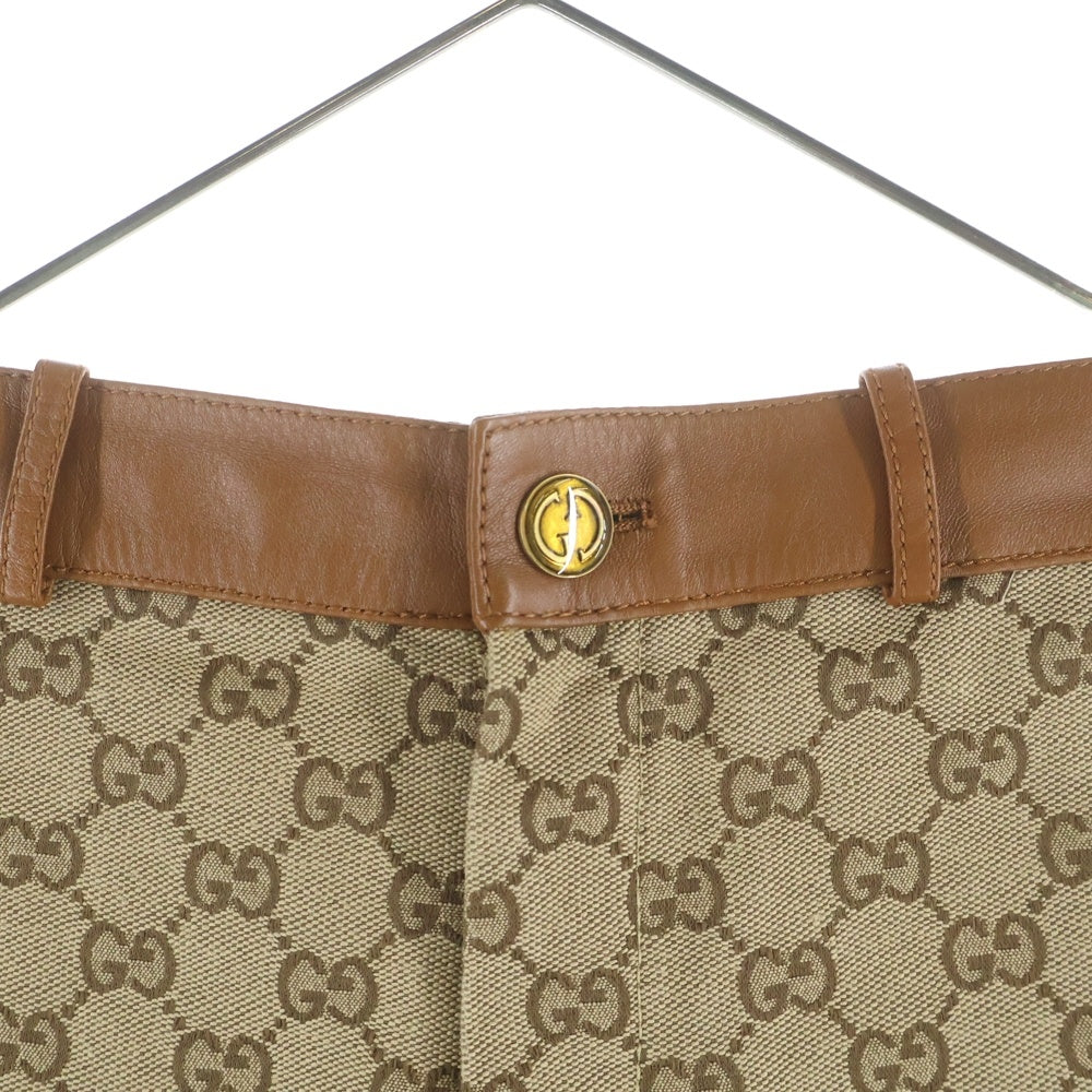 GUCCI(グッチ) GGキャンバス レザー ハーフ ショートパンツ ショーツ ベージュ レディース 681154