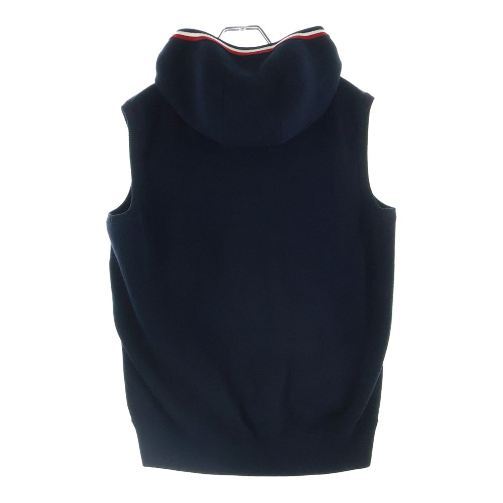 MONCLER(モンクレール) ワッペンロゴ ダウン切り替え ジップアップ ニット ベスト ネイビー C10919407600 91126