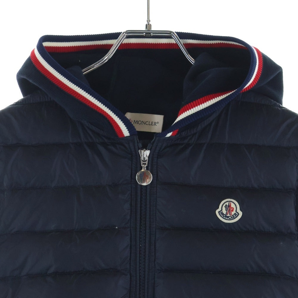 MONCLER(モンクレール) ワッペンロゴ ダウン切り替え ジップアップ ニット ベスト ネイビー C10919407600 91126