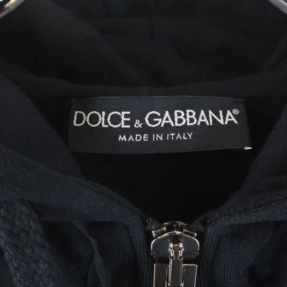 DOLCE & GABBANA(ドルチェアンドガッバーナ) ロゴプレート ジップアップスウェット パーカー ブラック